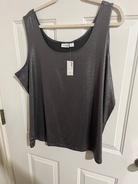 Avenue Metallic Charcoal Sleeveless Tank Top